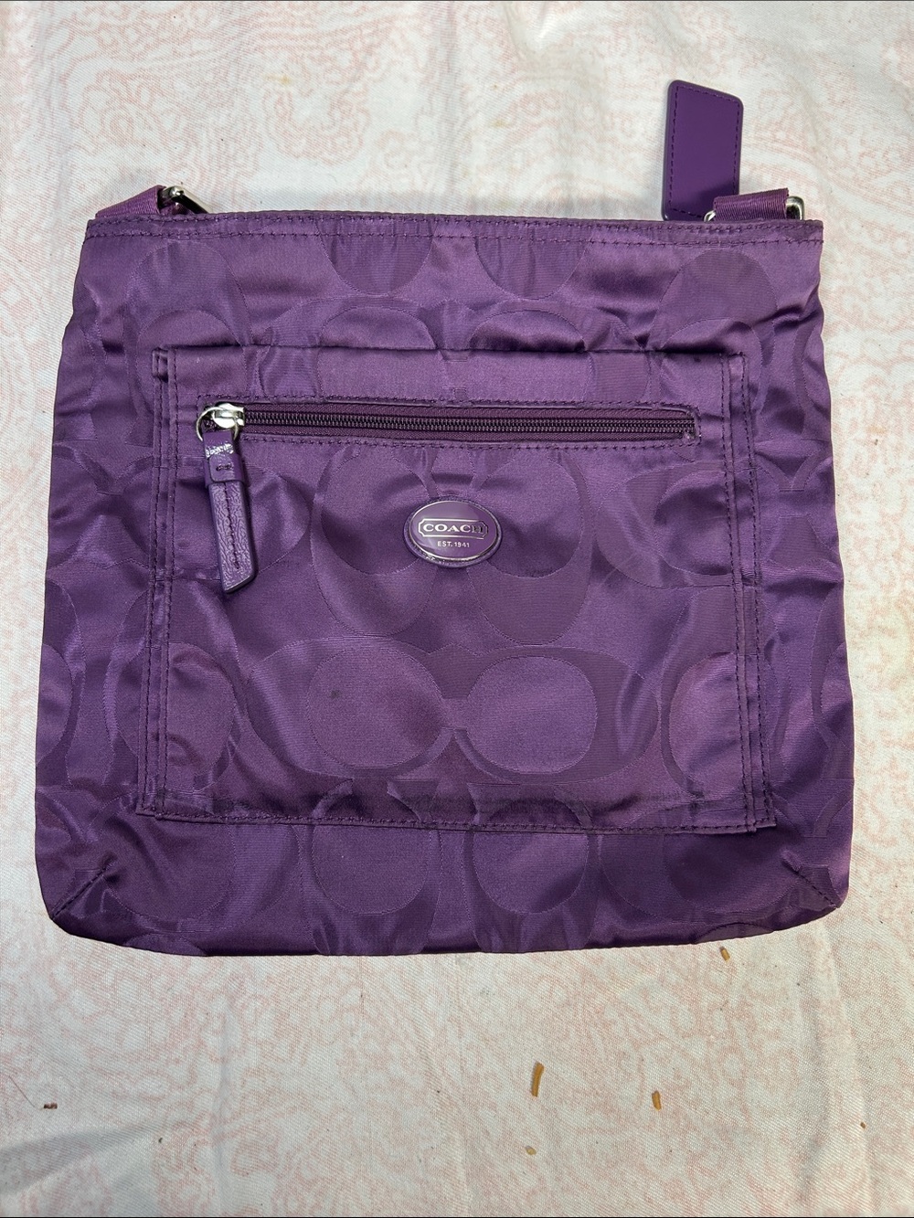 Coach Purple Signature Nylon Crossbody Bag